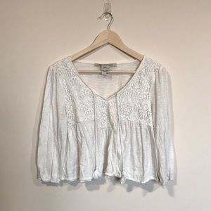 American Rag White Lace Blouse Cropped